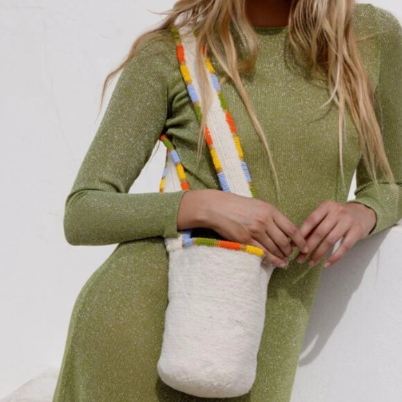 Soraya Hennessy Handmade Multicolor Beaded Bucket Bag - NWOT - Picture 2 of 4